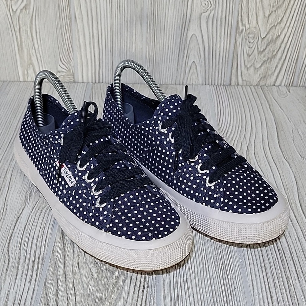 Superga Navy Polka Dot Sneakers - Picture 9 of 11